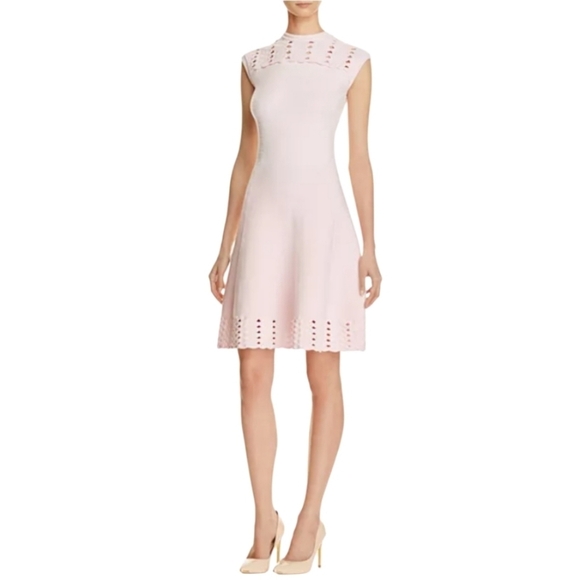 Ted Baker London Dresses & Skirts - Ted Baker Jacquard Cut Out Baby Pink Skater Dress Size 4 U.S 8